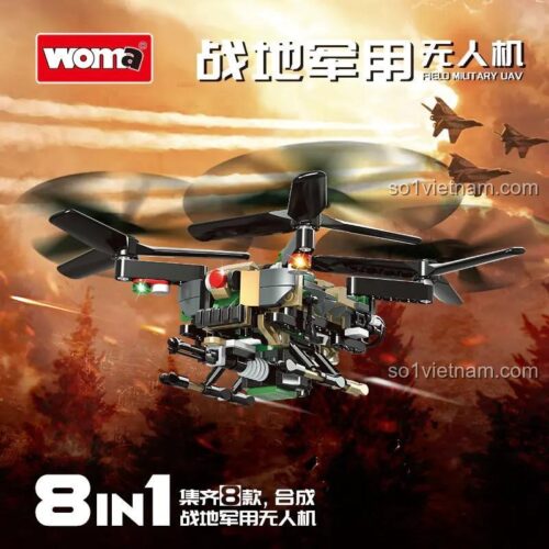 Mô hình máy bay không người lái chiến trường Woma C1023, bộ xếp hình 312 chi tiết, chất lượng cao, tương thích LEGO®.