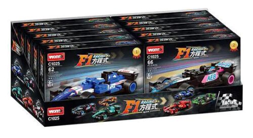 Hộp trưng bày bộ lắp ghép Xe đua F1 WOMA C1025, gồm 10 hộp nhỏ bên trong, đồ chơi cho bé trai 6 tuổi yêu thích tốc độ, giá rẻ.