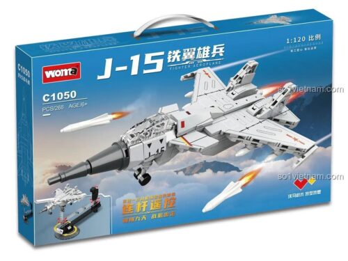 Hộp đồ chơi mô hình Tiêm kích hạm J-15 WOMA C1050, bộ xếp hình 268 chi tiết, món quà giá tốt cho con trai.