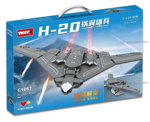 Hộp sản phẩm đồ chơi mô hình Oanh tạc cơ chiến lược H-20 C1057. Bộ lắp ráp 506 mảnh cho con trai, quà tặng sinh nhật ý nghĩa.