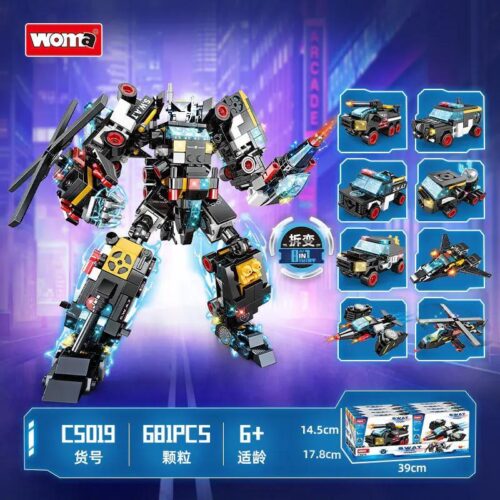 Bộ lắp ghép Robot Biến Hình SWAT C5019 8 trong 1, 681 chi tiết, phù hợp cho bé trai 6 tuổi, đồ chơi sáng tạo, quà tặng ý nghĩa
