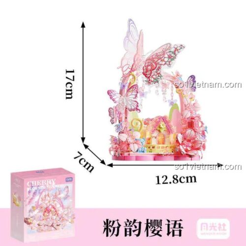 Kích thước đồ chơi mô hình Cổng hoa anh đào và bướm Wonder Hook 802826, cao 17cm, dành cho con gái, lựa chọn thay thế LEGO® giá rẻ.