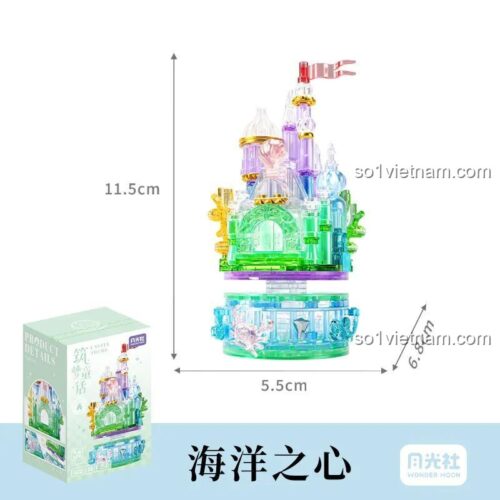 Đồ chơi mô hình Wonder Hoon 802070 Lâu đài Đại dương với kích thước chi tiết, hộp sản phẩm, dành cho con gái 14 tuổi, chất lượng cao.
