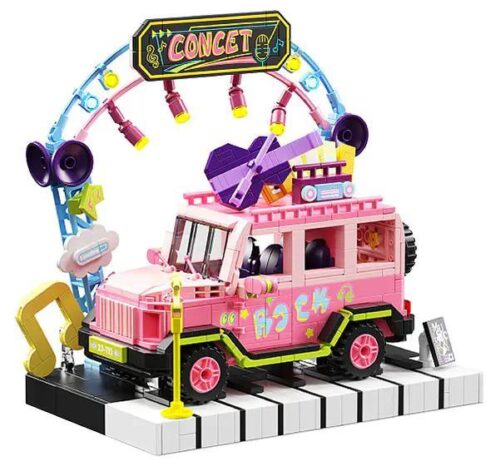 Hình ảnh chính diện bộ lắp ghép Xe Jeep địa hình màu hồng Wonder Moon 801101, một sân khấu âm nhạc di động độc đáo cho con gái 14 tuổi, giá tốt.