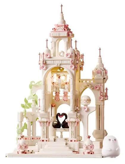 Bộ lắp ghép Lâu đài tình yêu Wonder Moon 801113, mô hình kiến trúc cổ tích có đèn LED cho con gái 14 tuổi, giá rẻ.