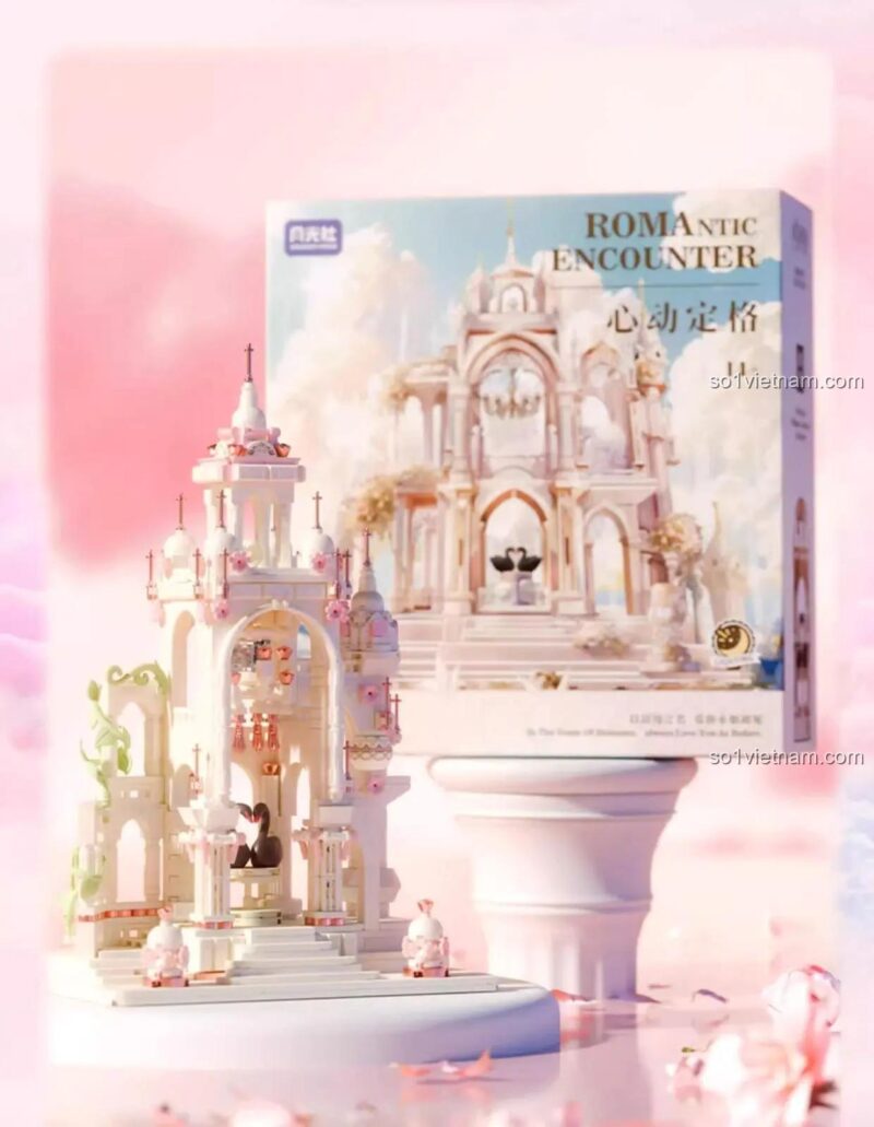 Toàn cảnh mô hình và hộp đồ chơi Lâu đài tình yêu Wonder Moon 801113, kiến trúc tinh xảo, giá tốt.