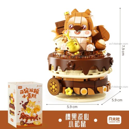 Kích thước đồ chơi mô hình Sóc Hạt Dẻ 802031 của Wonder Moon, món quà sáng tạo cho con gái 6 tuổi.