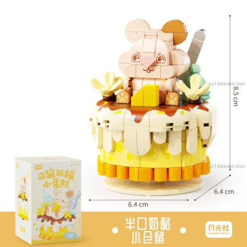 Kích thước đồ chơi mô hình Bánh Gato Hamster Lắc Lư Wonder Moon, bộ xếp hình cho bé gái, chất lượng cao.
