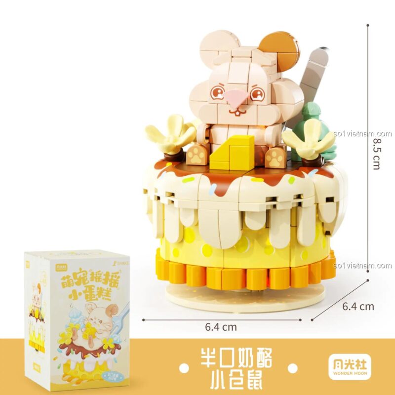 Kích thước đồ chơi mô hình Bánh Gato Hamster Lắc Lư Wonder Moon, bộ xếp hình cho bé gái, chất lượng cao.