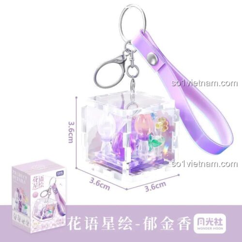 Móc khóa mini Wonder Moon 802059, đồ chơi mô hình hoa tulip với kích thước rõ ràng, phù hợp bé gái 14 tuổi, giá tiết kiệm.
