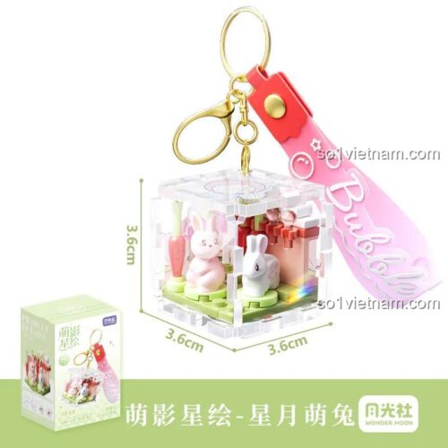 Móc khóa lắp ghép 802061 Thỏ Dễ Thương Wonder Moon, kích thước 3.6cm, phù hợp con gái 14 tuổi, chất lượng cao.