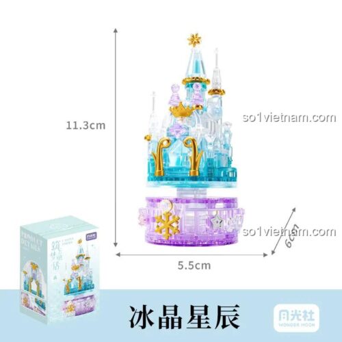 Kích thước hộp và mô hình Lâu đài Băng Tinh Wonder Moon 802069, đồ chơi lắp ghép mini block cho bé gái 14 tuổi, chất lượng cao