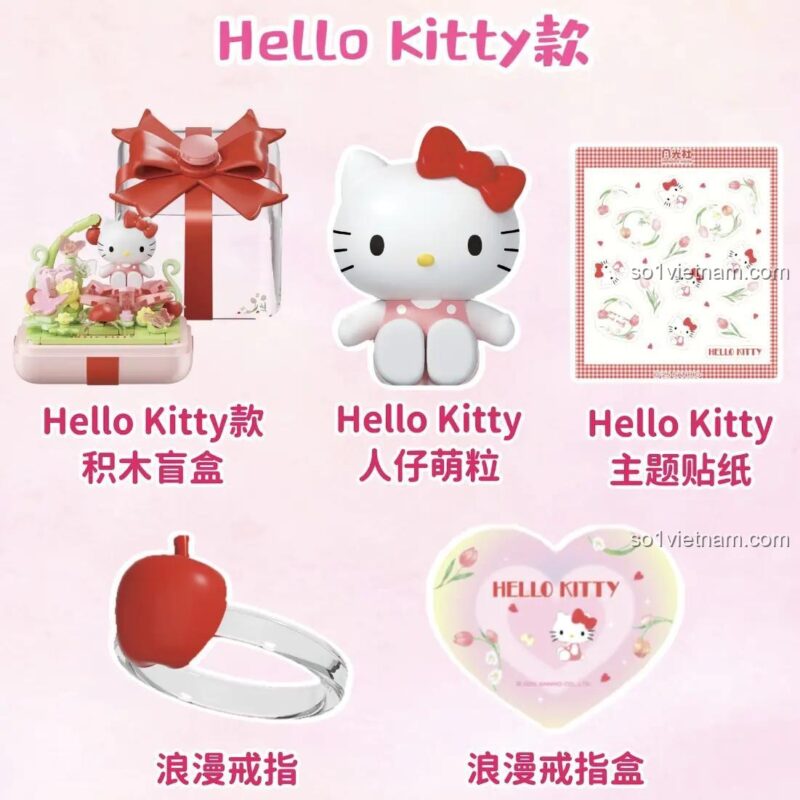 Chi tiết các thành phần trong hộp mù nhẫn Hello Kitty Wonder Moon 803303.