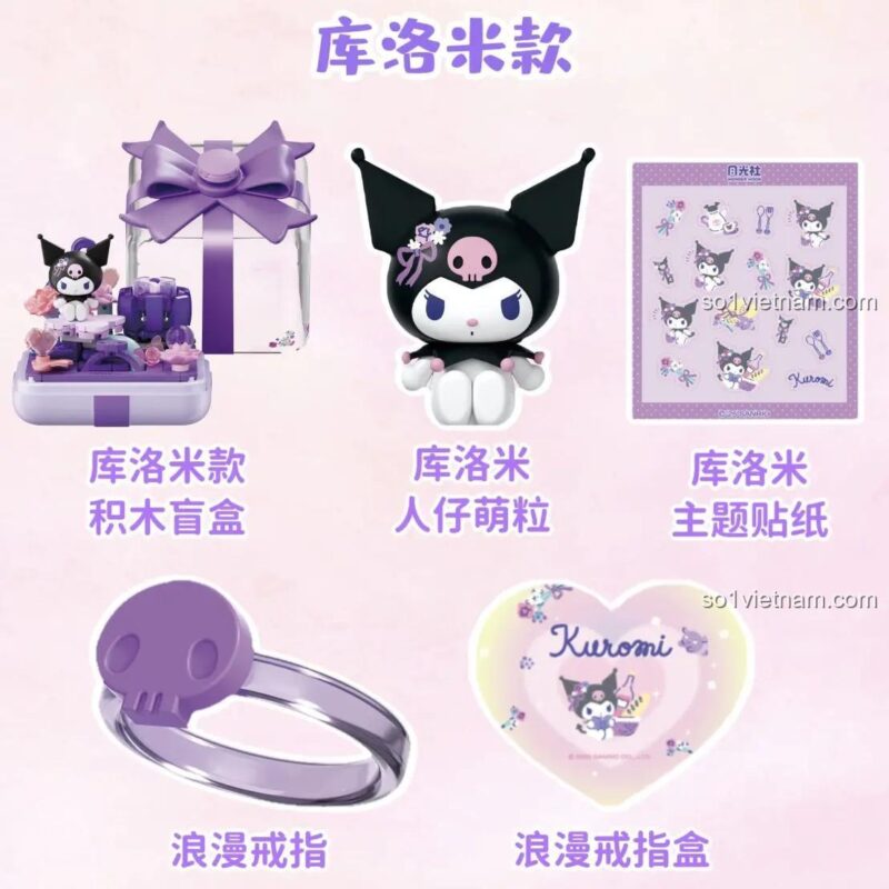 Chi tiết các thành phần trong hộp mù nhẫn Kuromi Wonder Moon 803303.