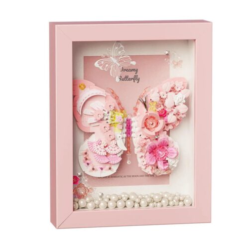 Wonder Moon 804232 Khung Ảnh Bướm "Tinh Nguyệt Bướm" Mô hình 3D, Tranh ghép hình bướm, Khung ảnh trang trí, Màu hồng, Trắng, Tím, Vàng, Độ tuổi 14+