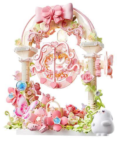 Ảnh chụp chính diện bộ lắp ghép Khung Cát Chảy Hoa Bướm Wonder Moon 804262, một món đồ chơi trang trí tinh xảo cho con gái 14 tuổi.