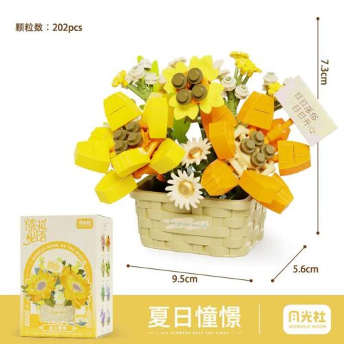 Bộ lắp ghép Bó hoa hướng dương Wonder Moon 804410 202 chi tiết mini, sắc hè rực rỡ, dành cho con gái 12 tuổi, giá tốt