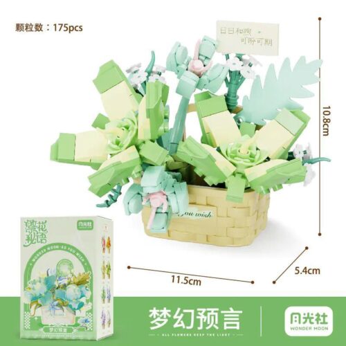 Bộ lắp ghép Wonder Moon 804413 Giỏ hoa lắp ghép, mô hình hoa trang trí, quà tặng độc đáo cho bé gái 8 tuổi, giá tốt