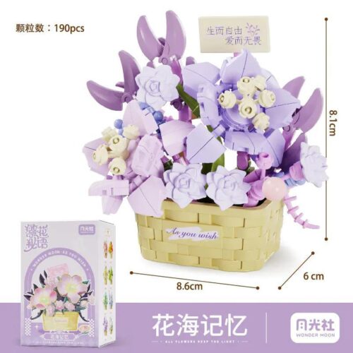 Bộ lắp ghép Chậu hoa biển hoa Wonder Moon 804415, đồ chơi mô hình hoa lắp ráp màu sắc pastel, quà tặng giá tốt cho bé gái 8 tuổi.