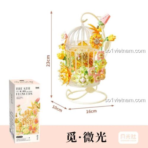 Kích thước hộp và mô hình Lồng Hoa Hơi Thở Của Hoa Wonder Moon 804426, bộ lắp ghép đáng tiền cho bé gái 12 tuổi.