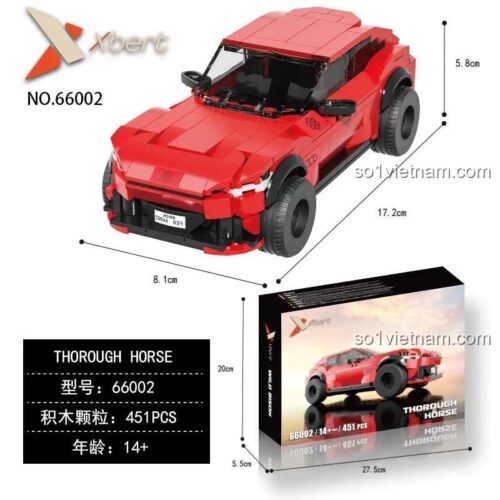 Đồ chơi mô hình Xbert 66002 Xe SUV Thể Thao THOROUGH HORSE, hiển thị kích thước mô hình và hộp, phù hợp con trai 14 tuổi, giá tiết kiệm.