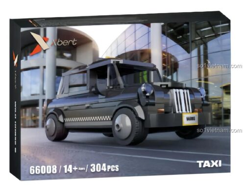 Hộp sản phẩm bộ đồ chơi Xbert 66008 Xe Taxi Cổ Điển, đồ chơi mô hình Xe Taxi Đen 304 mảnh ghép, phù hợp con trai 14+.