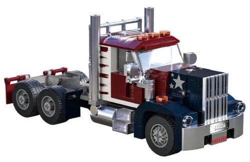 Mô hình xe tải Mỹ Xbert 66026 lắp ráp chi tiết, màu xanh đỏ trắng, có sao và sọc, bánh xe lớn, phù hợp cho bé trai 14 tuổi, đồ chơi giáo dục STEM, giá tốt, chất lượng cao, 268 mảnh