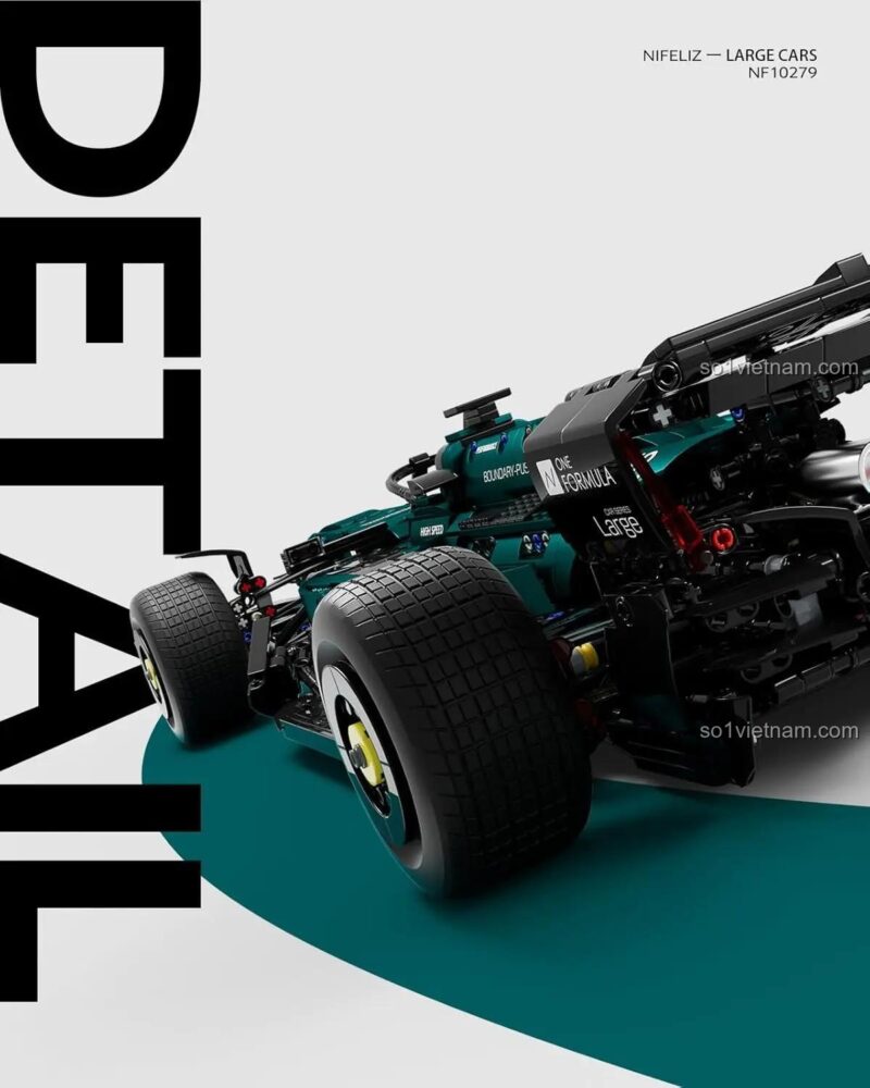 Xe đua F1 Aston Martin AMR24 Nifeliz NF10279 nhìn từ phía sau, bộ lắp ghép xe F1 Aston Martin AMR24, đồ chơi mô hình xe đua công thức 1 cho bé trai 16 tuổi, xe F1 Aston Martin AMR24 giá tốt