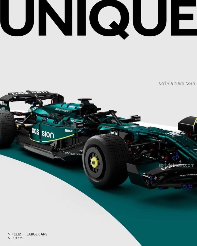 Xe đua F1 Aston Martin AMR24 Nifeliz NF10279 nhìn từ trên xuống, bộ lắp ghép xe F1 Aston Martin AMR24, đồ chơi mô hình xe đua công thức 1 cho bé trai 16 tuổi, xe F1 Aston Martin AMR24 giá tốt