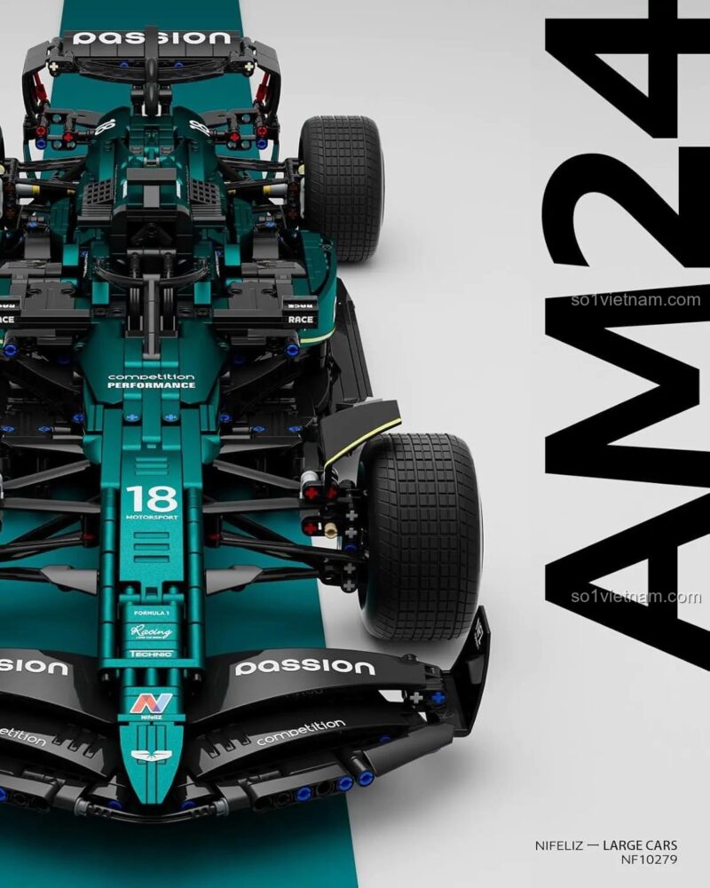 Chi tiết mặt trước xe đua F1 Aston Martin AMR24 Nifeliz NF10279, bộ lắp ghép xe F1 Aston Martin AMR24, đồ chơi mô hình xe đua công thức 1 cho bé trai 16 tuổi, xe F1 Aston Martin AMR24 giá tốt