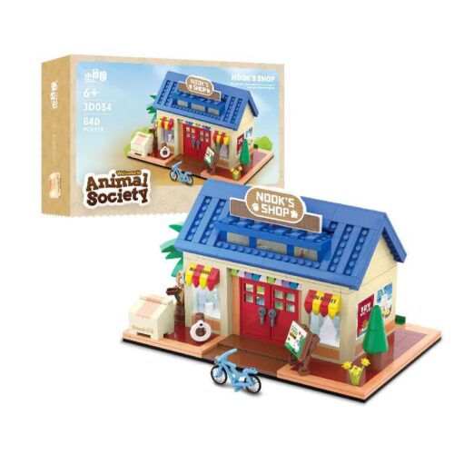 Hộp sản phẩm bộ lắp ghép Animal Society JD034 Cửa hàng Nook's Shop 840 chi tiết