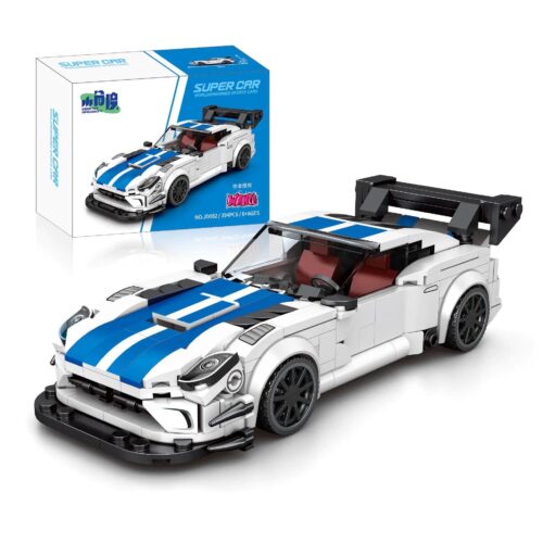 Bộ lắp ghép Dodge Viper Xiao Jiao Du JD082, mô hình siêu xe thể thao màu trắng xanh, phù hợp bé trai 6 tuổi, giá tốt.