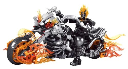 bộ lắp ghép Ghost Rider Xiao Jiaodu JD102, đồ chơi mô hình Người Lái Xe Ma cho bé trai 14 tuổi, mô hình xe máy rực lửa chi tiết tinh xảo