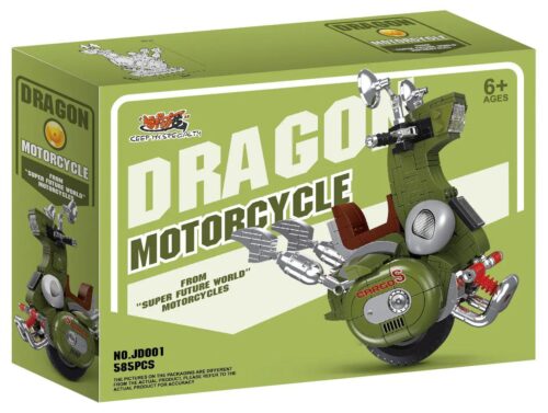 Hộp sản phẩm bộ lắp ráp Xe máy một bánh Dragon Ball XiaoJiaoDu JD001, đồ chơi mô hình cho bé trai 6 tuổi, giá rẻ.