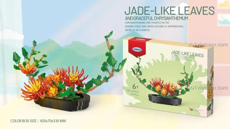 Mô hình Chậu Cúc Lá Ngọc XingBao XB-05006 và hộp sản phẩm