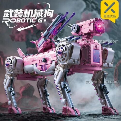 Robot Chó Cơ Khí 89131 chất lượng cao, Robot Chó Technic 9131 màu hồng cho bé gái 6 tuổi