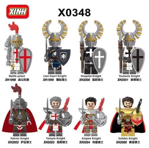 Bộ 8 Minifigure Hiệp Sĩ Thập Tự Chinh XINH X0348 chi tiết cao, đồ chơi mô hình cho bé trai 8 tuổi giá tốt.