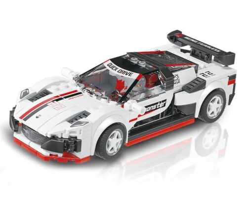Siêu xe đua hồi lực Maserati MC1 XJ-3985F màu trắng đỏ đen, 313 chi tiết, 6+ tuổi