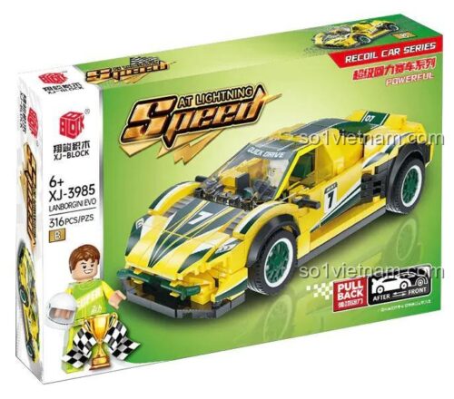 Hộp sản phẩm bộ đồ chơi Siêu xe Lamborghini EVO XJ-Block XJ-3985B