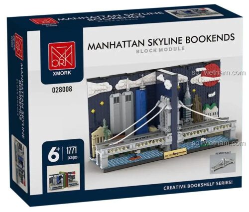 Hộp đồ chơi mô hình XMORK 028008 Chặn Sách Manhattan, quà tặng sáng tạo cho người yêu kiến trúc, tương thích LEGO®.