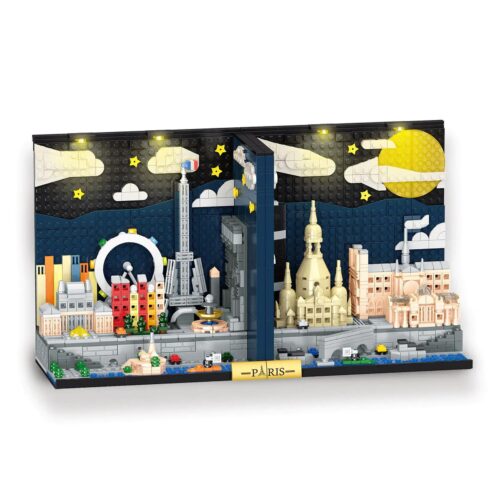 Bộ lắp ghép Chặn Sách Đường Chân Trời Paris XMORK 028009 có đèn LED, mô hình kiến trúc tinh xảo cho bé trai 6 tuổi, giá tốt