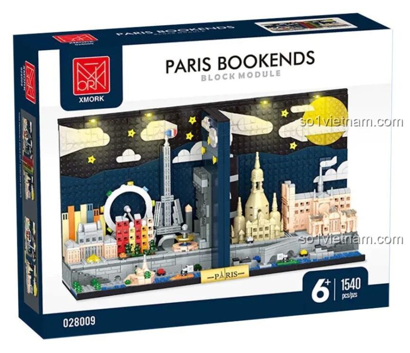Hộp bộ xếp hình Mô hình kiến trúc Paris XMORK 028009, chặn sách độc đáo 1540 chi tiết, quà tặng cho bé gái 6 tuổi