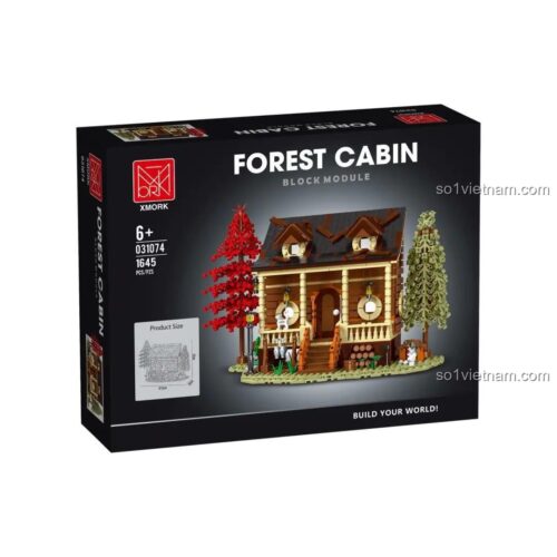 Hộp sản phẩm bộ lắp ghép ngôi nhà gỗ trong rừng XMORK 031074, 1645 chi tiết, độ tuổi 6+