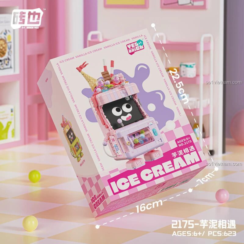 Kích thước hộp của bộ lắp ghép Robot Trạm Tráng Miệng Khoai Môn 2175, món quà lý tưởng cho bé gái.