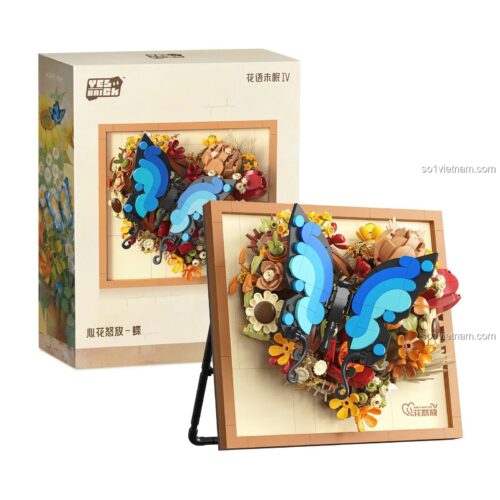 Hình ảnh hộp và sản phẩm hoàn thiện của đồ chơi mô hình Mô hình Trái tim hoa 2176, món quà giá tốt cho bé.