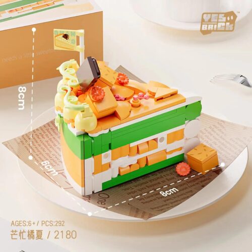 Yes Brick 2180 Tiệm Bánh Ngọt Mơ Màng bộ lắp ghép mô hình bánh kem nhiều lớp màu xanh lá và vàng, chi tiết cao, dành cho bé gái 6 tuổi, kích thước 8x6x8cm