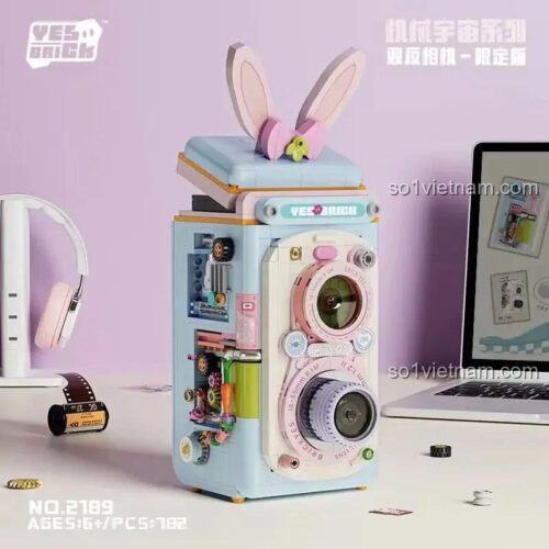 Mô hình máy ảnh phản quang ống kính đôi Yes-Brick 2189 đã lắp ráp, đồ chơi xếp hình máy ảnh retro cho bé gái 6 tuổi, 782 chi tiết