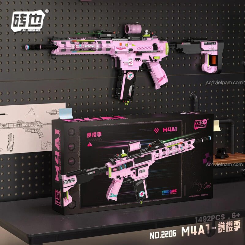 Hộp sản phẩm đồ chơi mô hình súng M4A1 YES BRICK 2206, quà tặng sáng tạo cho con gái.