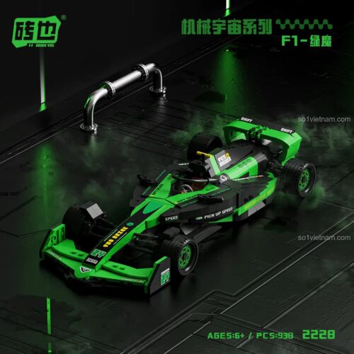 Mô hình xe F1 "Green Car" YES BRICK 2228 lắp ráp hoàn chỉnh