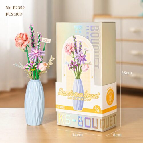 Bộ lắp ghép Bó Hoa Cắm Bình YGO P2352 303 chi tiết, đồ chơi mô hình hoa cắm bình trang trí đẹp mắt, quà tặng sáng tạo cho bé gái 6 tuổi giá tốt